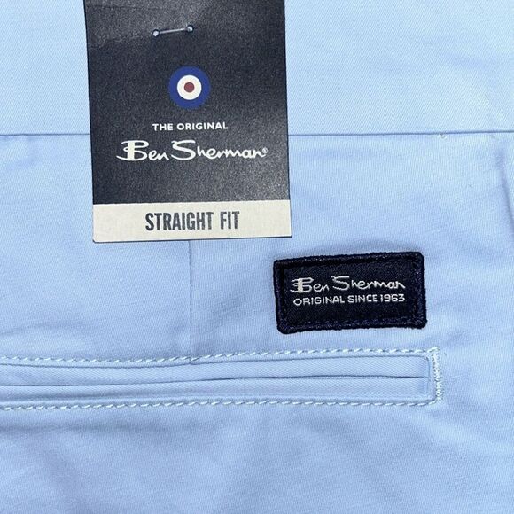 NEW Ben Sherman Mens Light Blue Straight Fit Pants - Picture 8 of 9